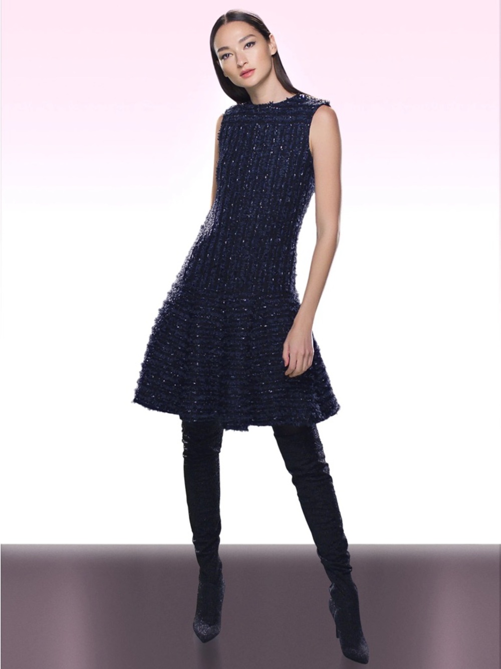 Kimora Lee Simmons Designer Party Dress navy blue size 8 fit and flare statement